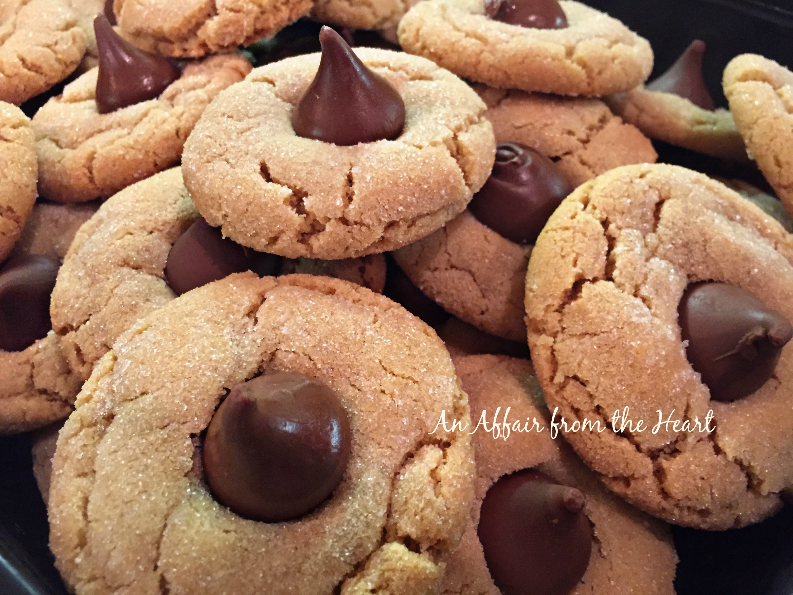 Close up of peanut butter kisses