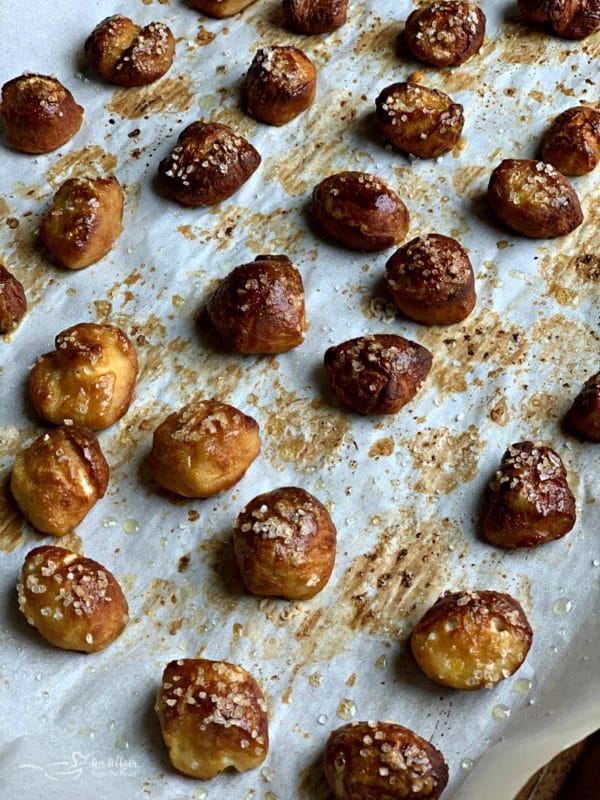 Easy soft pretzel bites made from frozen bread dough