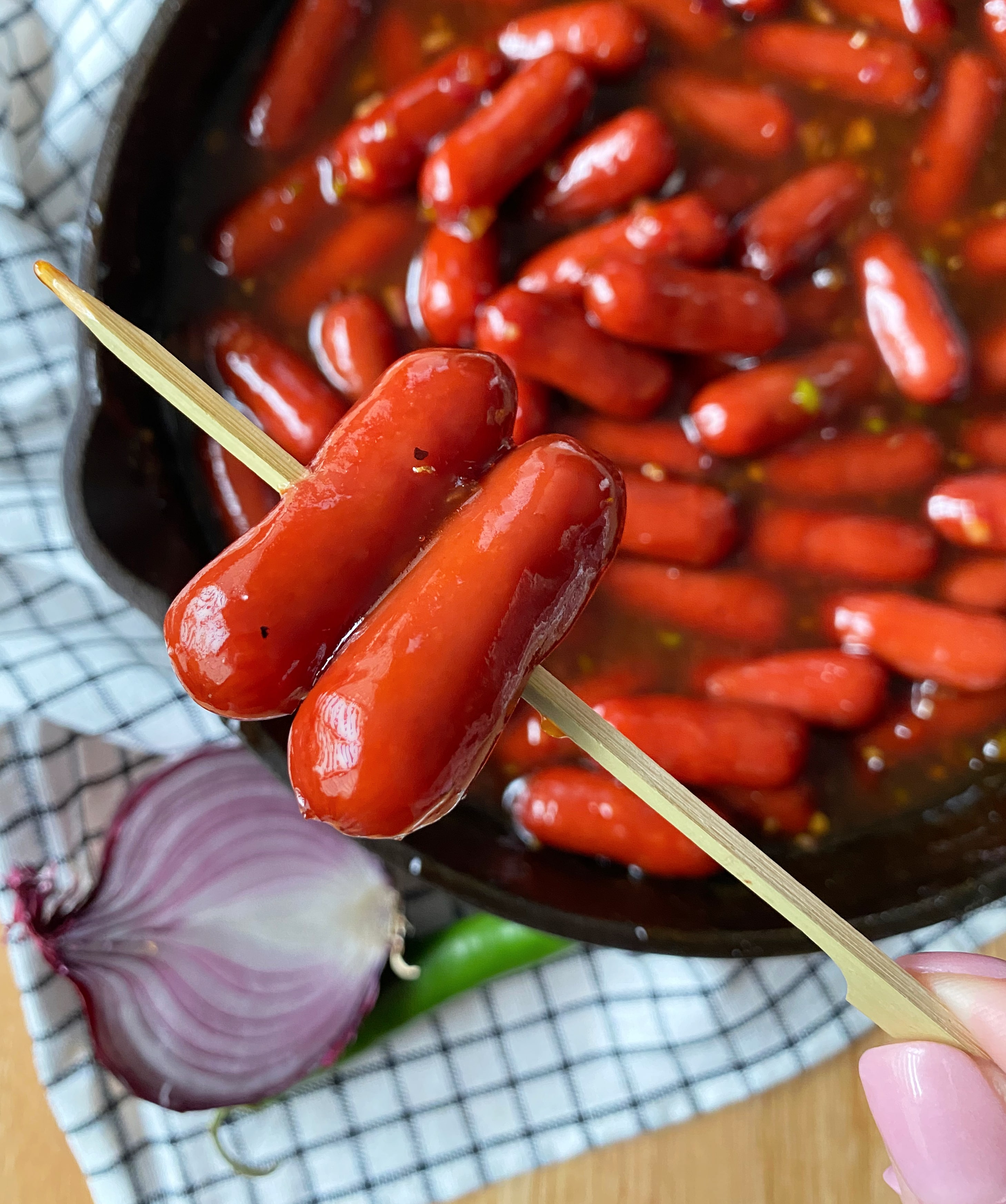 Dorothy's BBQ Little Smokies on toothpick